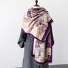 Versatile Printing Retro Flower Double-Sided Imitation Cashmere Thickened Scarf To Keep Warm And Windproof, Comfortable Shawl Women