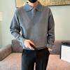 Men's Retro Heavyweight Knit Pullover Polo Sweater for Autumn/Winter