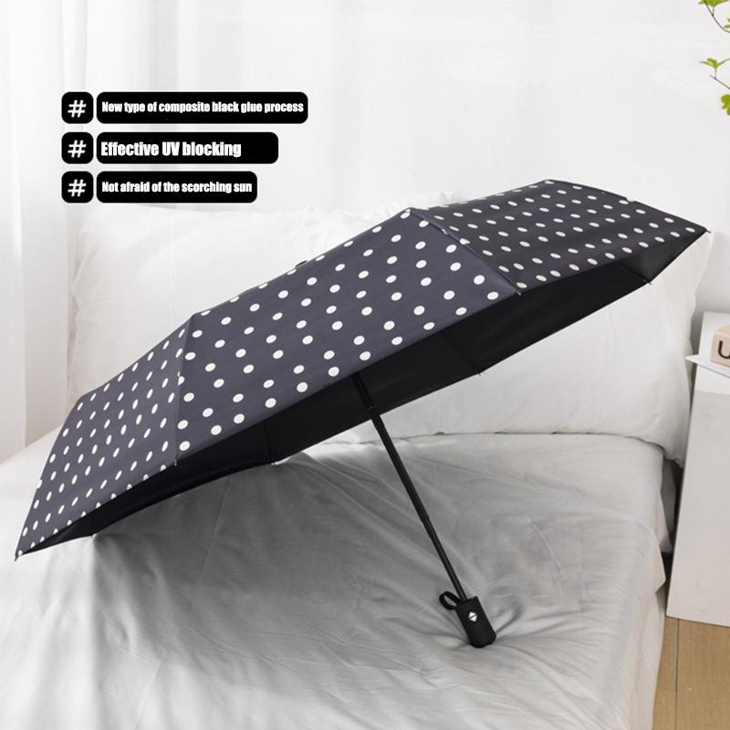 Jednoduchý a elegantní černobílý skládací deštník s vlnkovým vzorem, mini slunečník, plně automatický deštník, UV slunečník