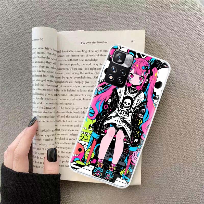 Graffiti Art Colorful Princess Girl Phone Case For Redmi Note 13 12 Pro Plus 14 15 Pro 5G 11 11T 11E 11S 10 Pro 10S 9 9S Cover C