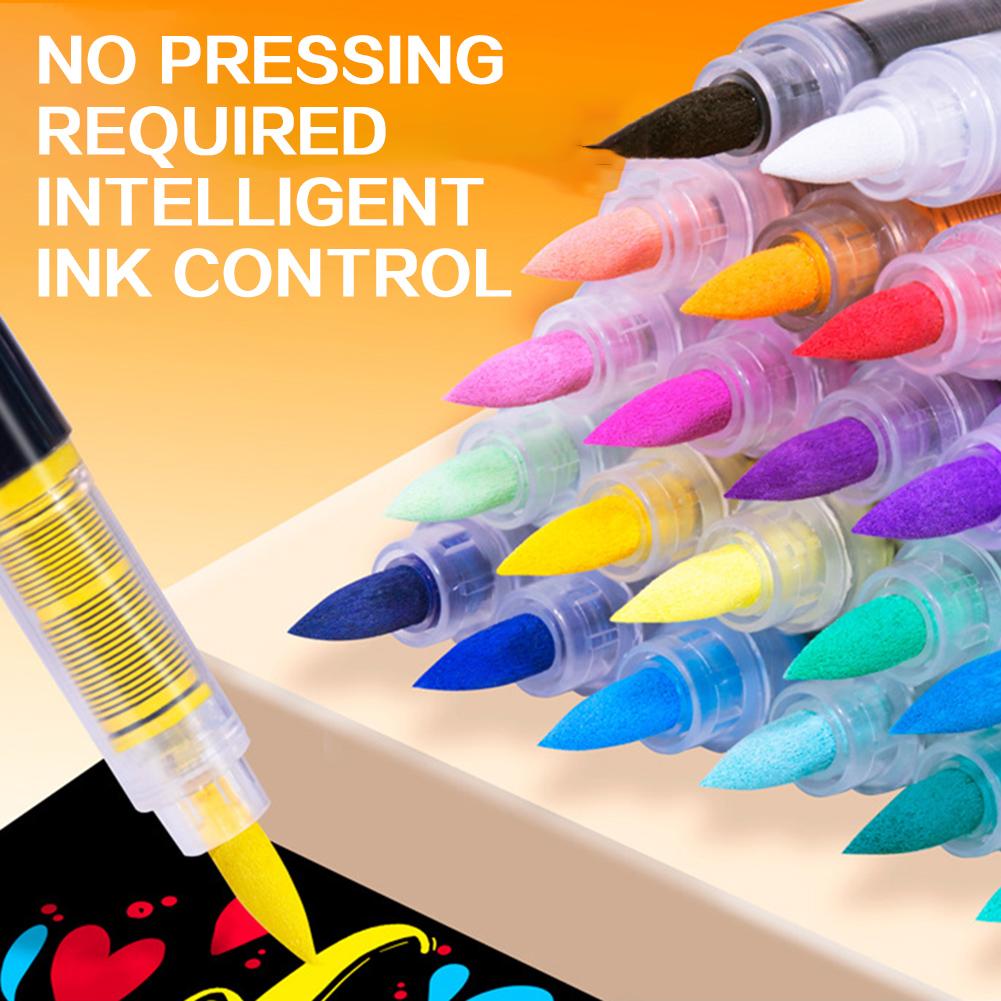 12/24/48Colors Acrylic Paint Pens Markers Brush Tip Paint Markers For Rock Painting Wood Stone Christmas Gift DIY Crafts