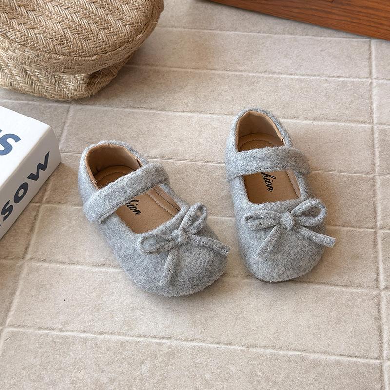 

Girls suede leather shoes, new spring and autumn style, sweet bow princess flats, shallow loafers 21 серый