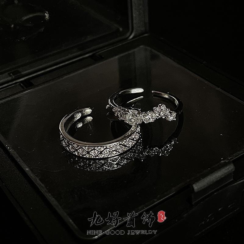 Personality Full Of Diamonds, Light Luxury, High-End Sense, Niche Design Sense, Cold Wind, Simple Inlaid Zir*****Pen Ring, Female