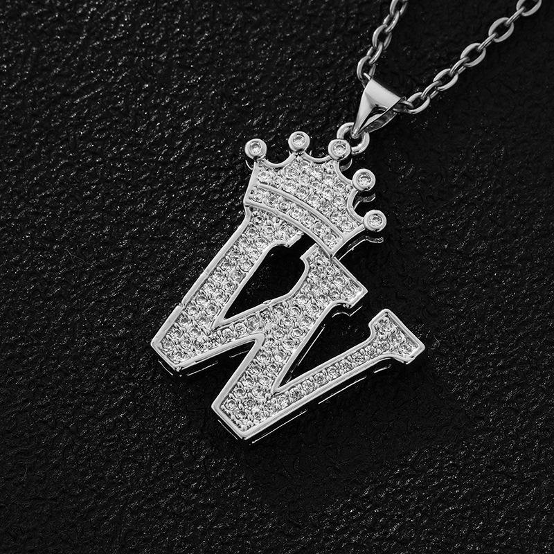 Fashion Luxury A-Z Crown Alphabet Pendant Chain Necklace Punk Style Lucky Initial Name  Best Party Wedding Birthday Gift
