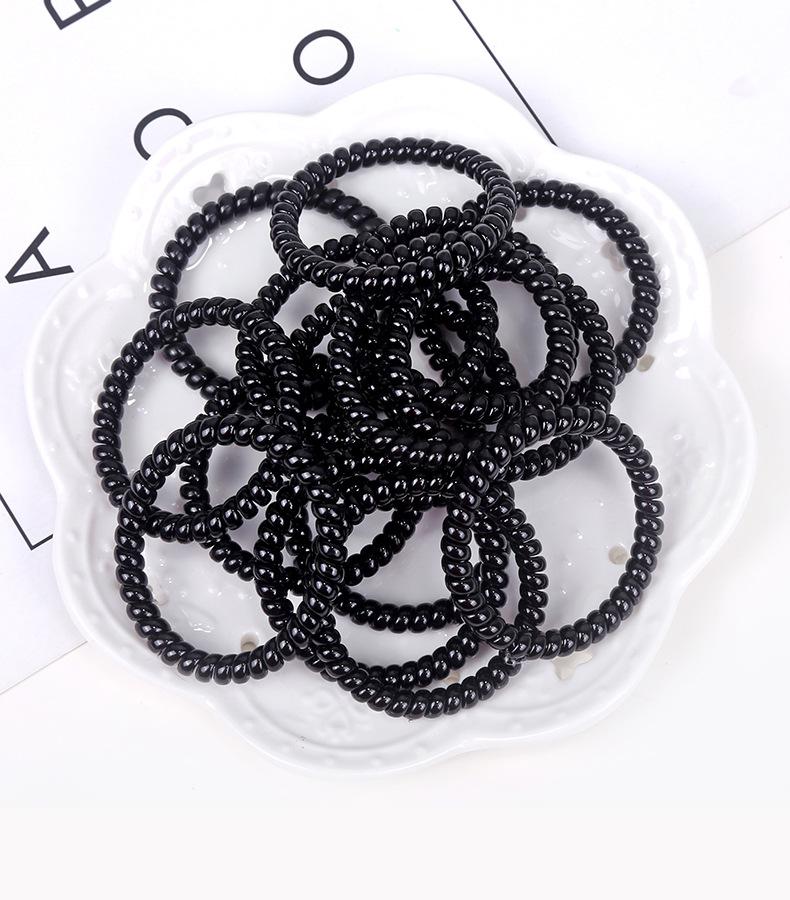 

10 шт./набор Маленькие резинки для волос в виде телефонного шнура для девочек, эластичные резинки для волос, детские резинки для хвостиков, резинки для волос, аксессуары для волос, подарки 3-5 см Черные