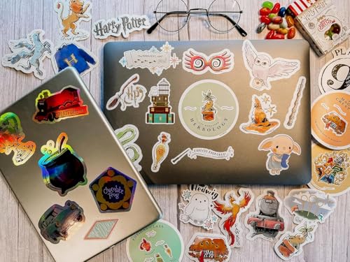 Conquest Journals Naklejki winylowe akwarelowe Harry Potter, 50 sztuk, do użytku wewnątrz/na zewnątrz, wodoodporne i odporne na promieniowanie UV, na wszystko