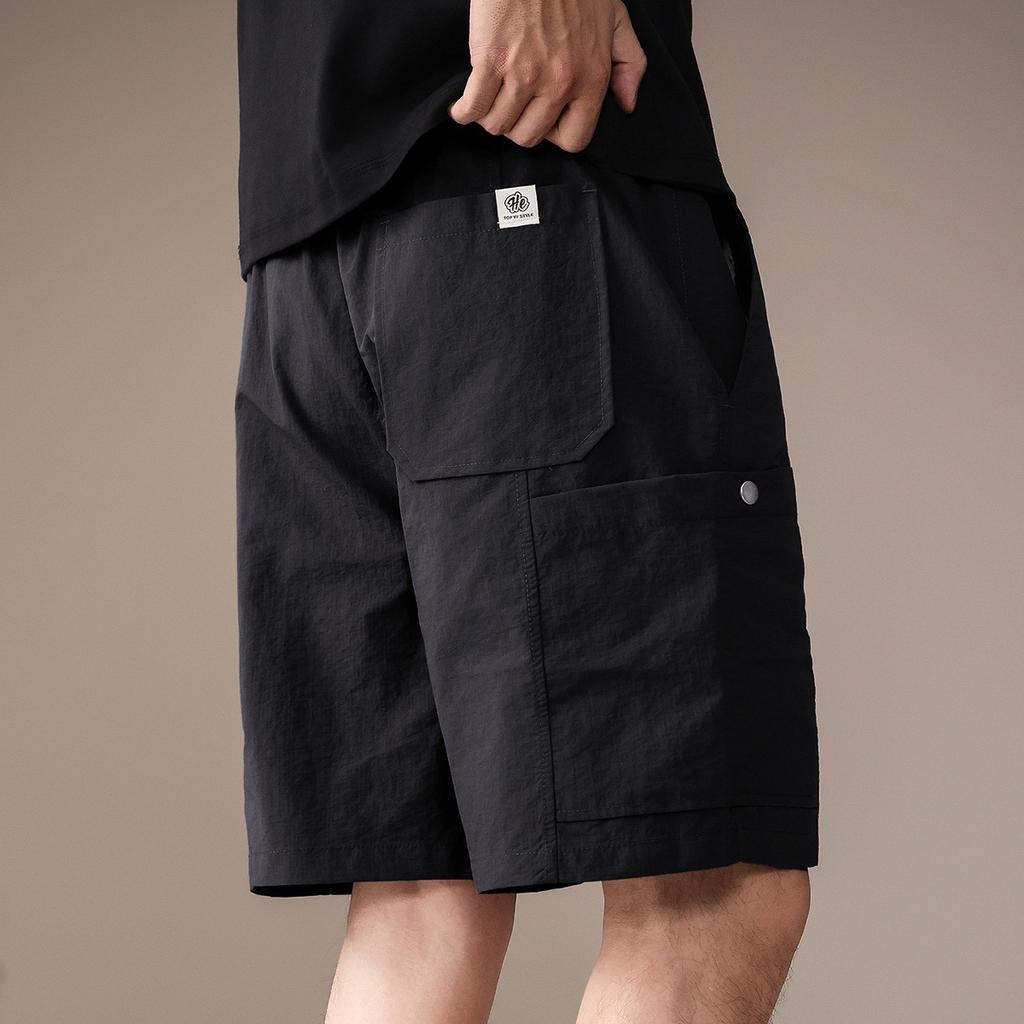 Hochwertige amerikanische Retro-Werkzeugshorts mit mehreren Taschen für Herren, Sommer, dünn, locker, gerade, Sport, Eis-Seide, Fünf-Punkt-Mittelhosen