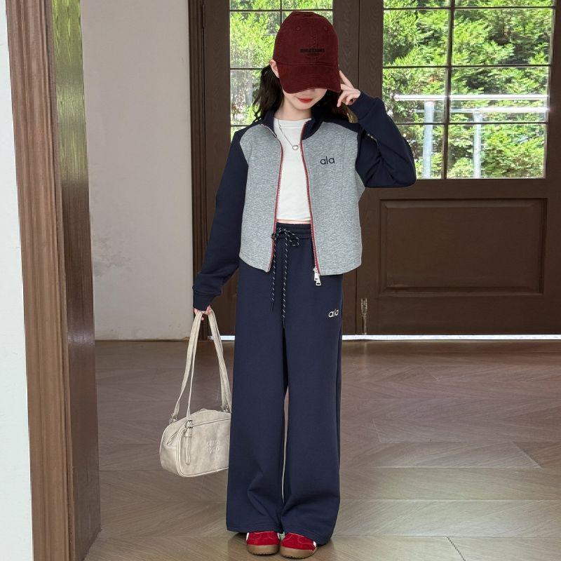 Girls' 2025 Trendy Autumn Outfit: Jacket & Pants Two-Piece Set for Big Kids