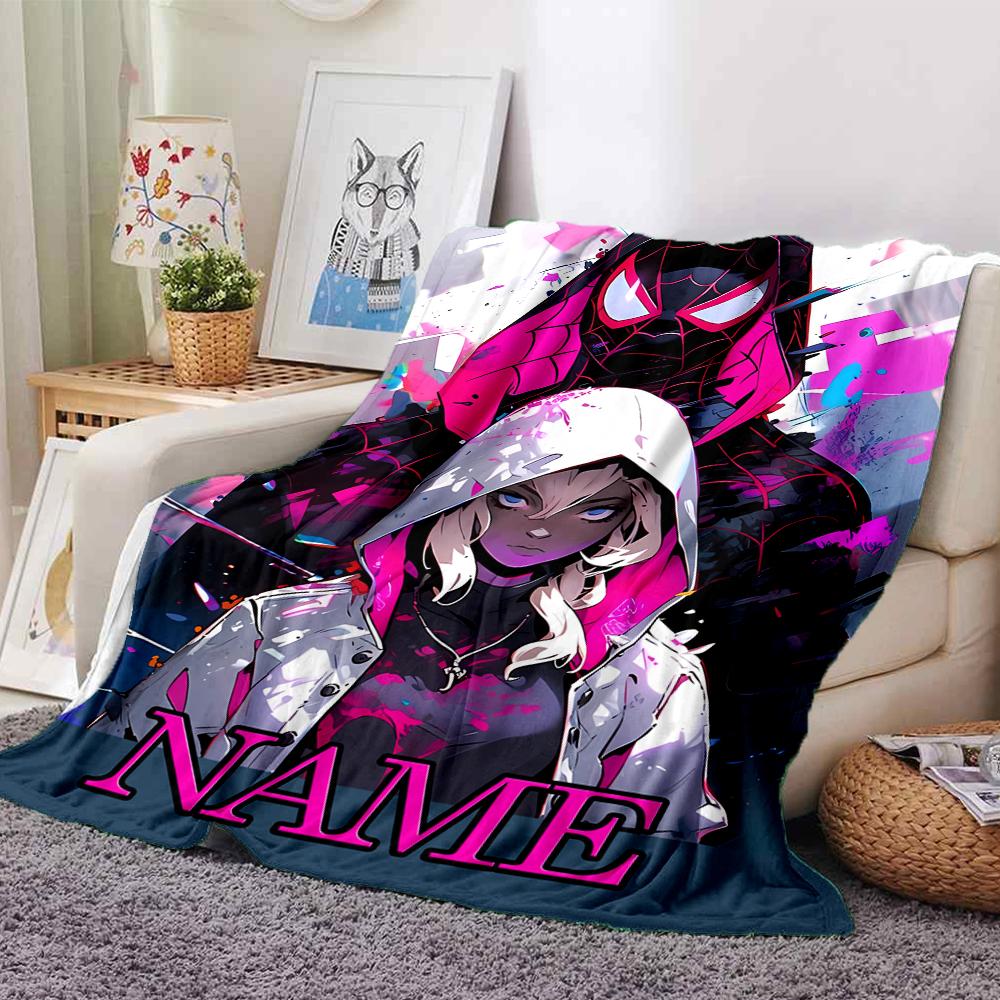 Customiz Name Personality Spider-Man Blanket Soft &Warm Sofa Office Bed Travel Lunch Break Blanket, Gift Suitable All Seasons