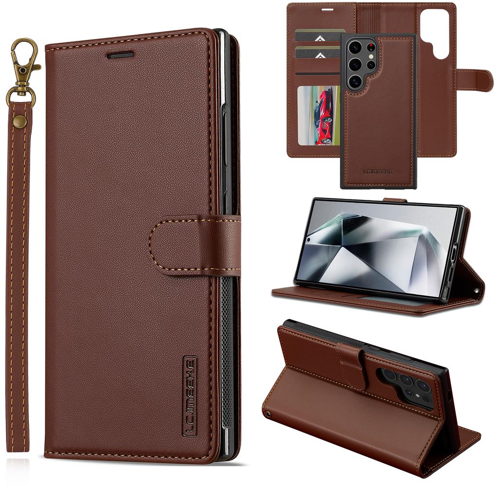 LC.IMEEKE L2 Series for Samsung Galaxy S24 Ultra Case PU Leather Wallet Detachable Magnetic Phone Cover