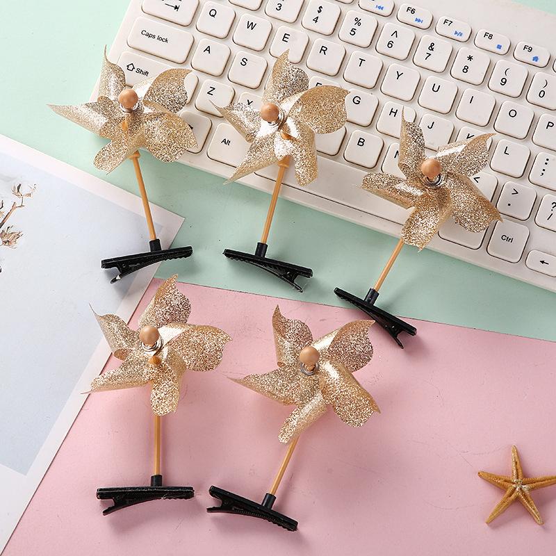 Kids Sequin Hair Clip Summer Funny Children's Hairpin Cute Cartoon Windmill Hair Clip