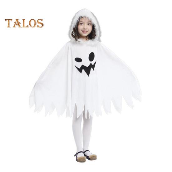 

Детский плащ на Хэллоуин, эльфийское привидение, косплей, пушистый плюшевый капюшон, рукава летучей мыши, детский костюм для вечеринки в стиле «дом с привидениями», фотореквизит M белый