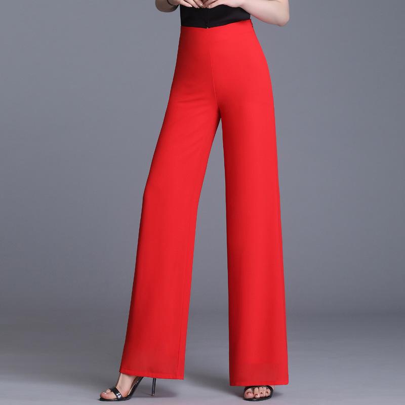 Double-layer Chiffon Wide-leg Pants, Women's Pants, High-waisted Swing-leg Pants, Split Skirt Pants, Dance Pants, Casual Pants, Long Pants