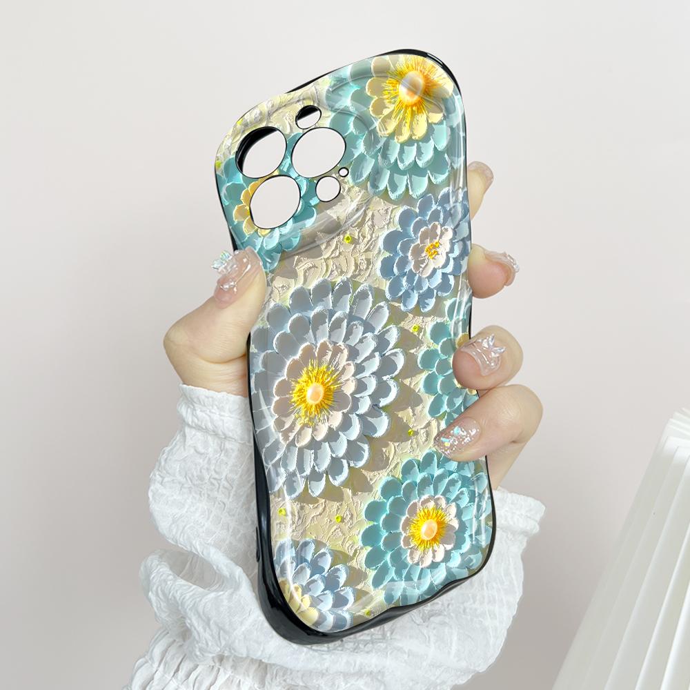 Roztomilý kreslený vzor s krémovou texturou Pouzdro s vlnitým okrajem, měkký silikonový kryt, pouzdro na telefon OPPO Reno Realme