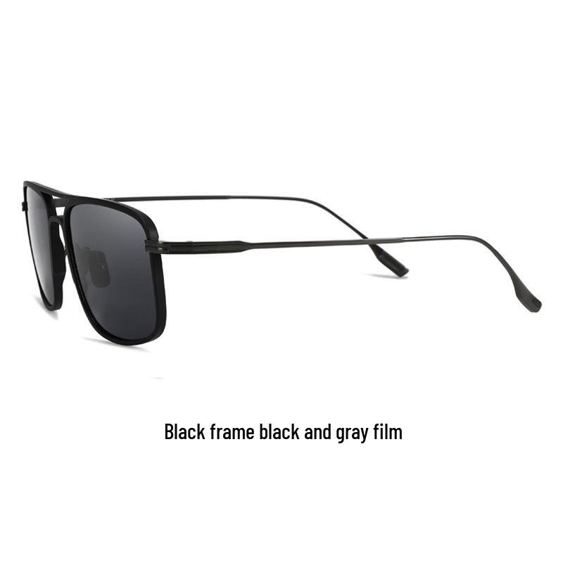 Retro Square Polarized Sunglasses 6604: Trendy Double Bridge with Titanium Legs, UV Protection for Men