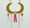 Multi-colored Copper Moon and Sun Raindrop Crystal Earrings