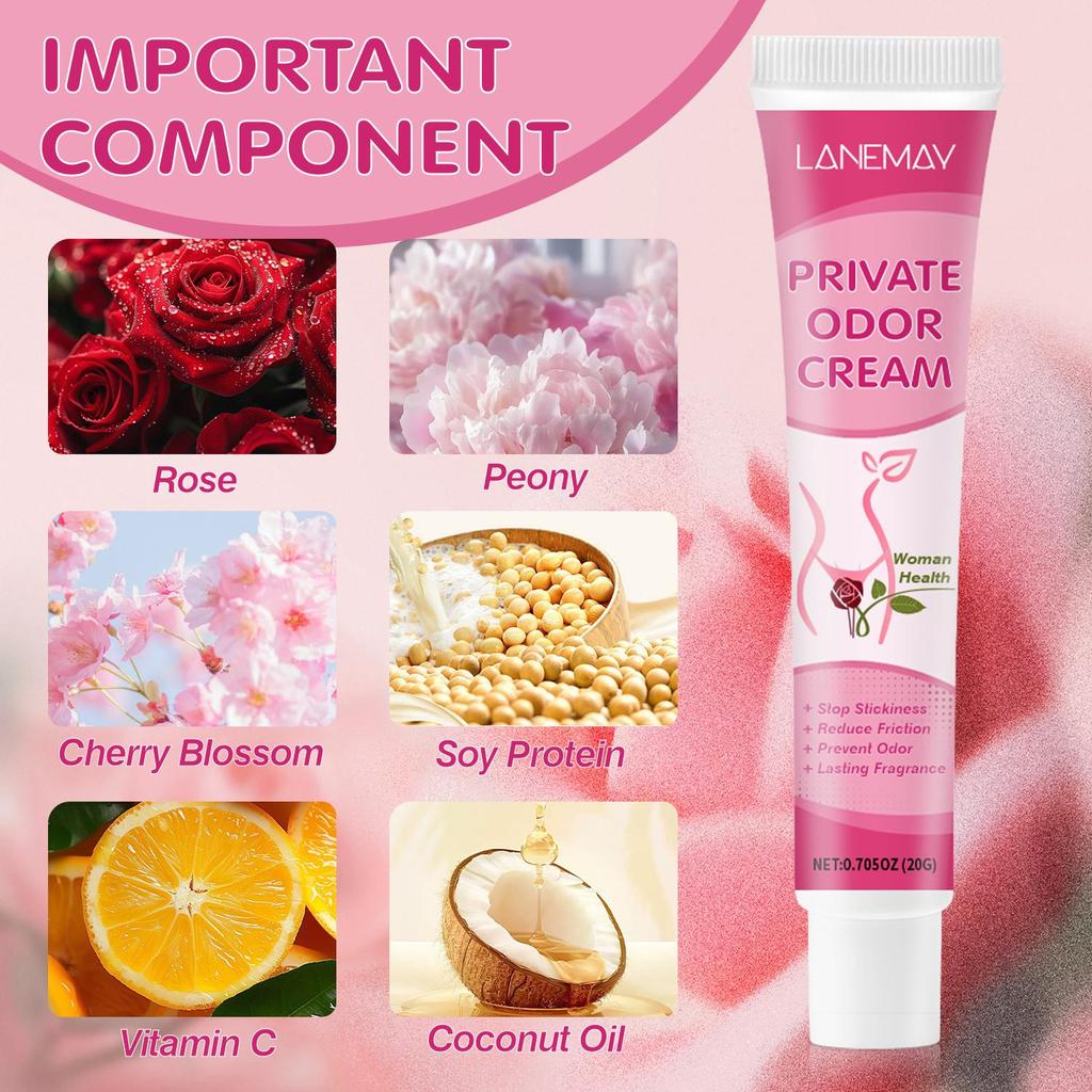 Private Odor Cream-Stop Stickiness & Reduce Friction-Lasting Fragrance-Suitable For All Skin Types, 20g