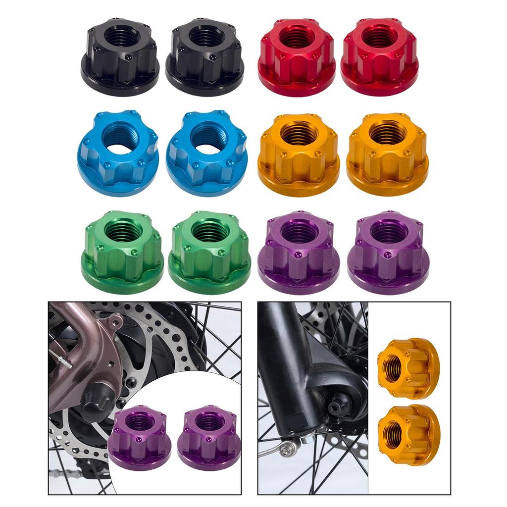 2x Bike Wheel Hub Axle Nuts Bicycle Accessory Replacement Front Wheel Nut