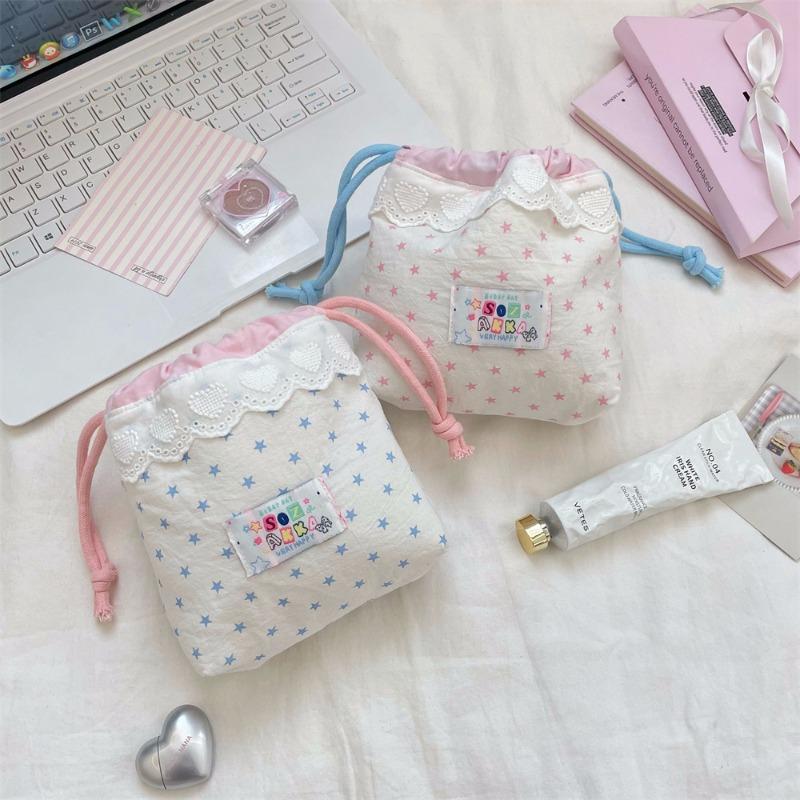 58151 Cute lace drawstring bundle storage bag Cosmetics sub-packaging bag Travel wash storage bag