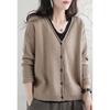 Retro Style Sweater Jacket for Women Spring and Autumn New Style V-neck Loose Knit Cardigan Casual Top