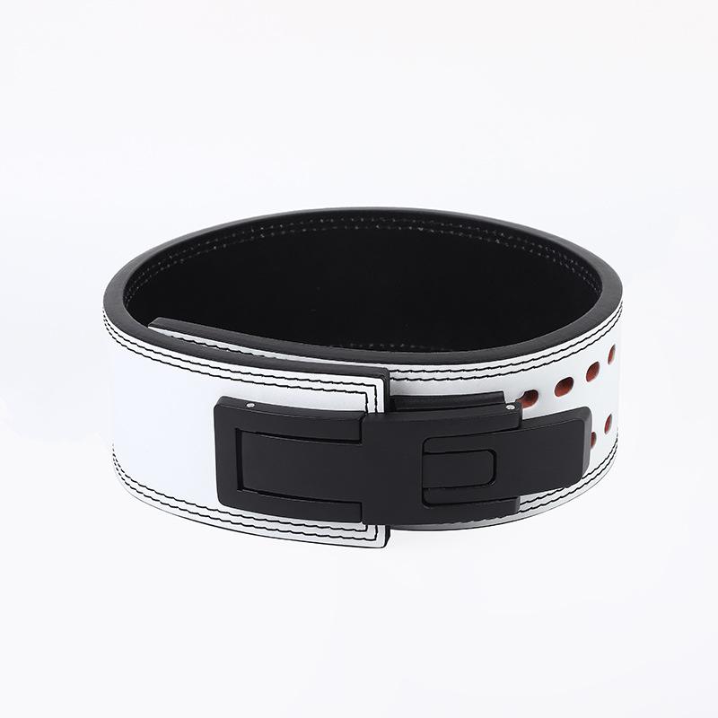 

Фиксированный пояс для фитнеса из воловьей кожи с жесткой тягой для мужчин и женщин, тяжелая атлетика, приседания, тренировки, спортивный поддерживающий рычаг, защитный ремень с быстрой пряжкой XS-86cm 55-70 waist белый