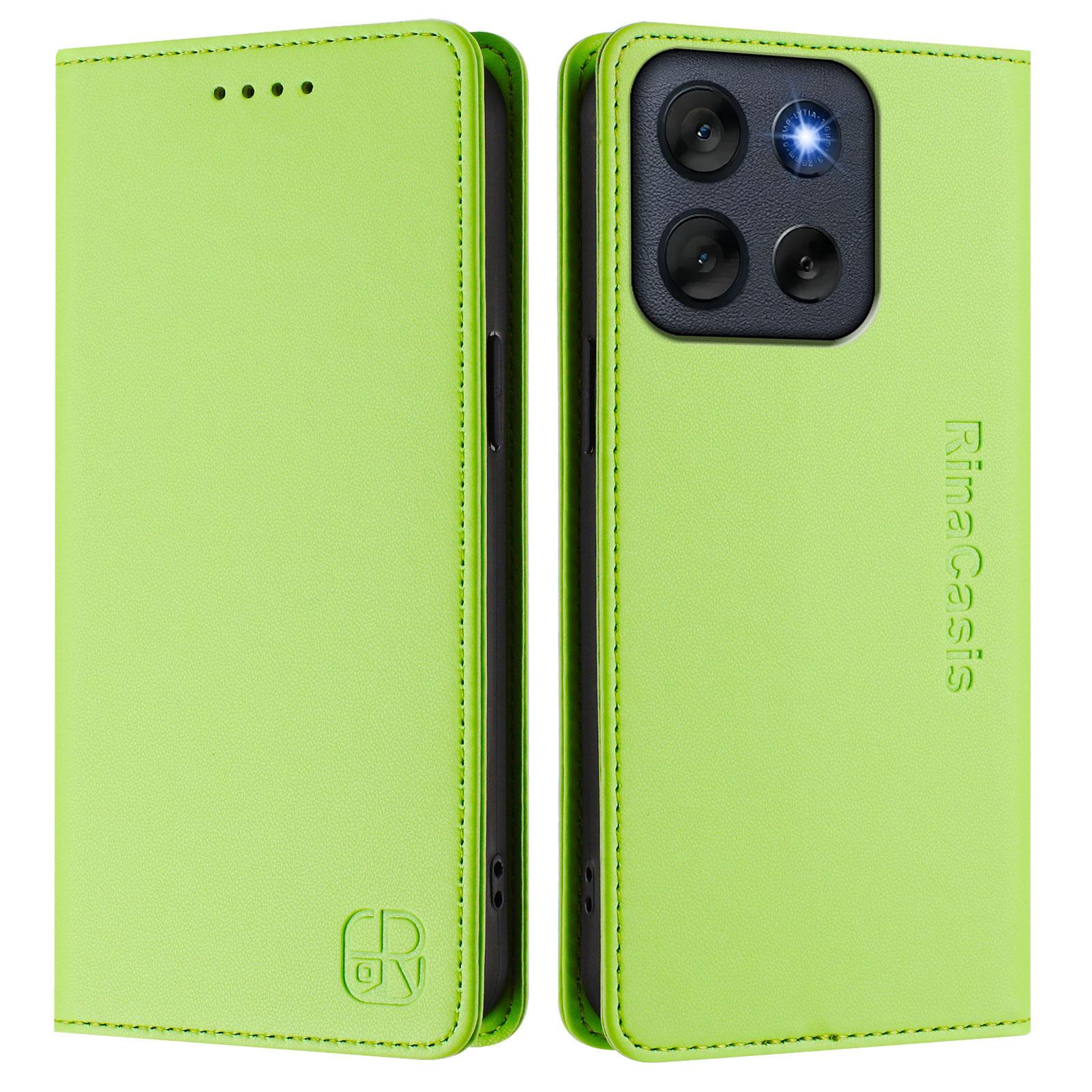 

Для Motorola Moto G56 5G Кожаный чехол RINACASIS RC01 Чехол для телефона с RFID-блокировкой Кошелек Подставка Green