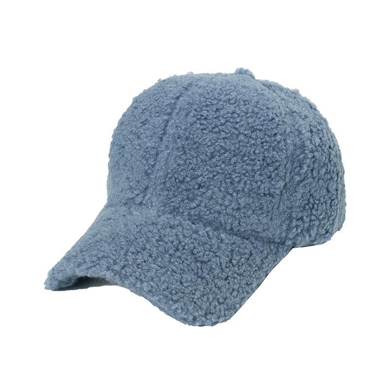 Hat Female Autumn and Winter Warm Thickened Lamb's Wool Baseball Cap Female Plush Hundred with Students Solid Colour Light Plate Duck Tongue Cap Male