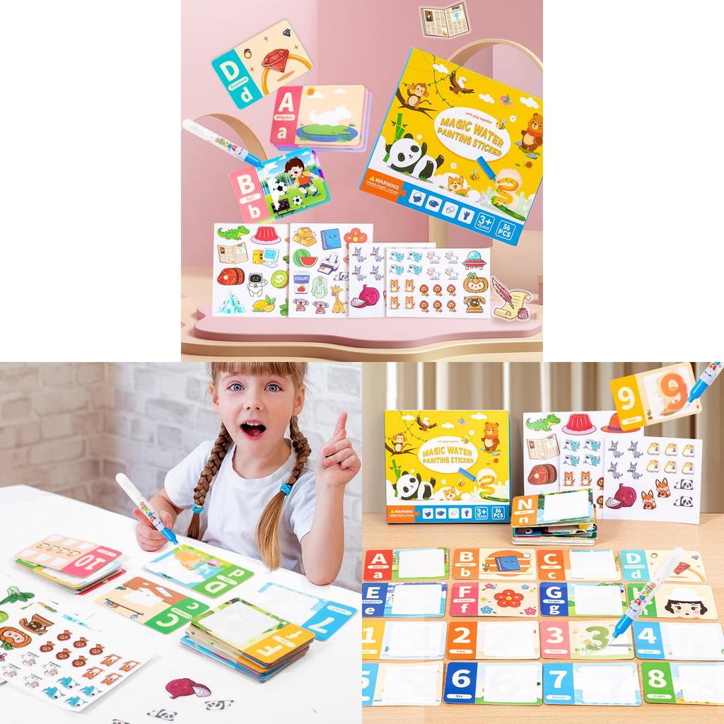 Childrens Water Magic Puzzle Book With Reusable Stickers For Early Education And Focus Development