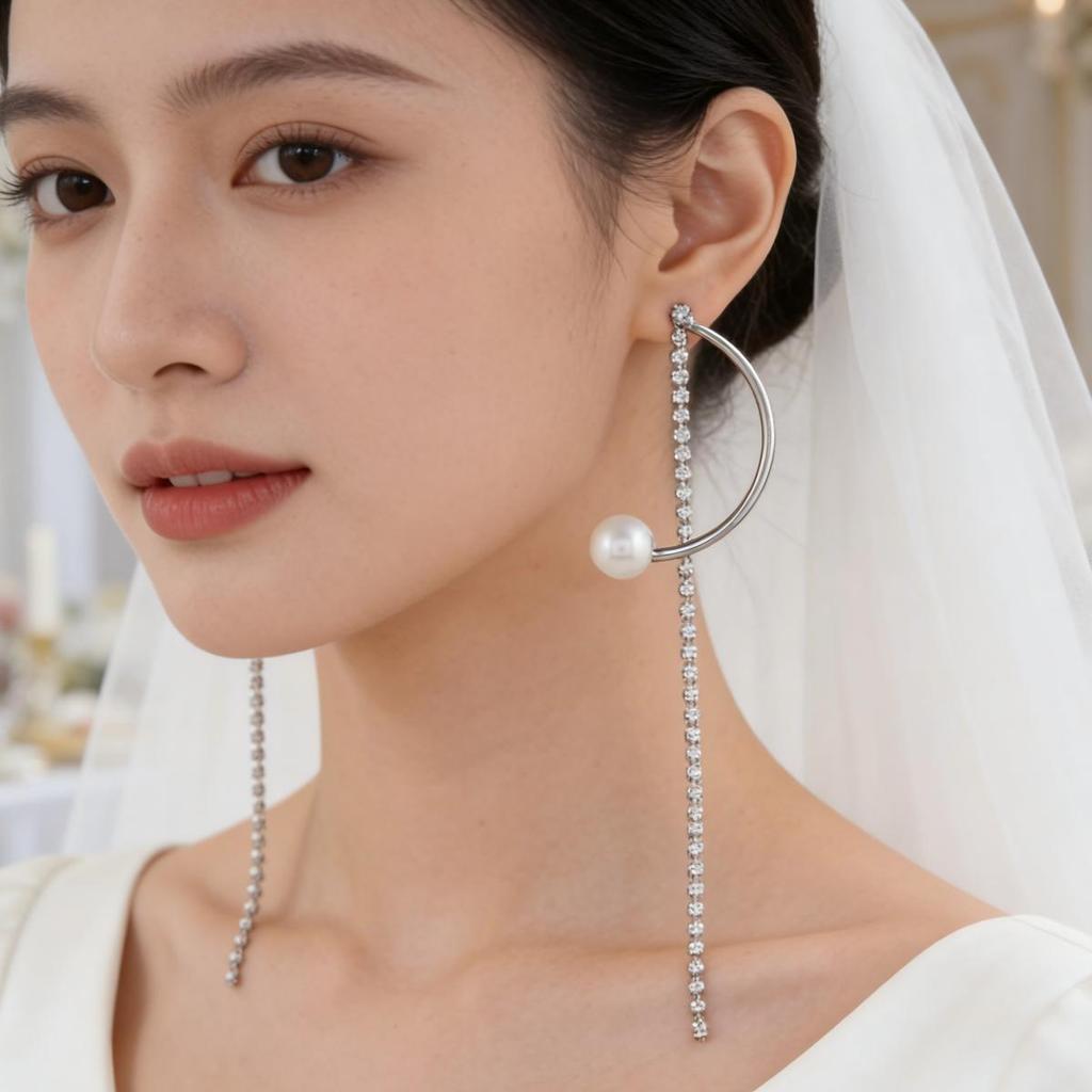 Light Luxury Pearl Tassel Bridal Earrings for Weddings and Elegant Events