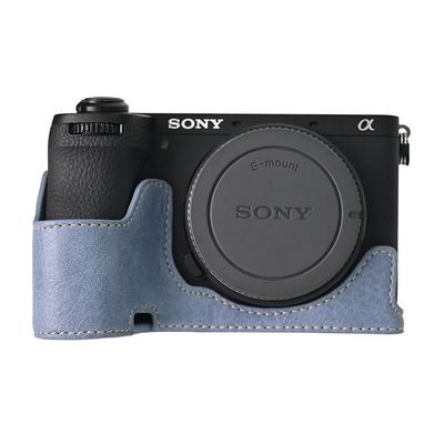 Litchi PU Leather Camera Half Case for Sony A6700 A6400 A6300 A6100 A6000 ZVE10 ZVE10II ZVE10M2 A7CII A7C2 Bottom Opening Cover