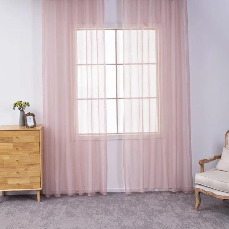 1pcs Beautiful Home Decoration Curtain Translucent Solid Color Gauze Curtains Gorgeous Hotel Living Room Decor Window Blind