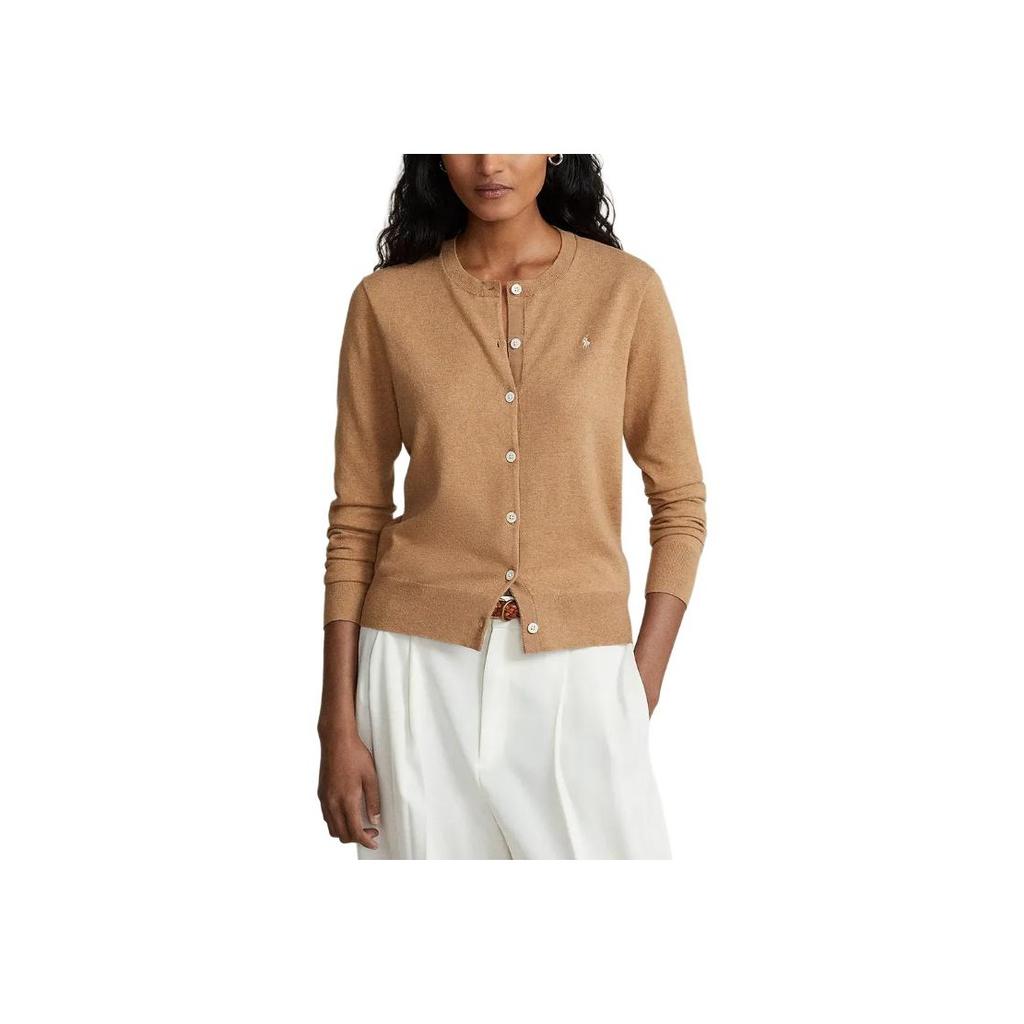 Polo Ralph Lauren Solid Logo Long Sleeve Knit Sweater Women tops Beige 211891672-008