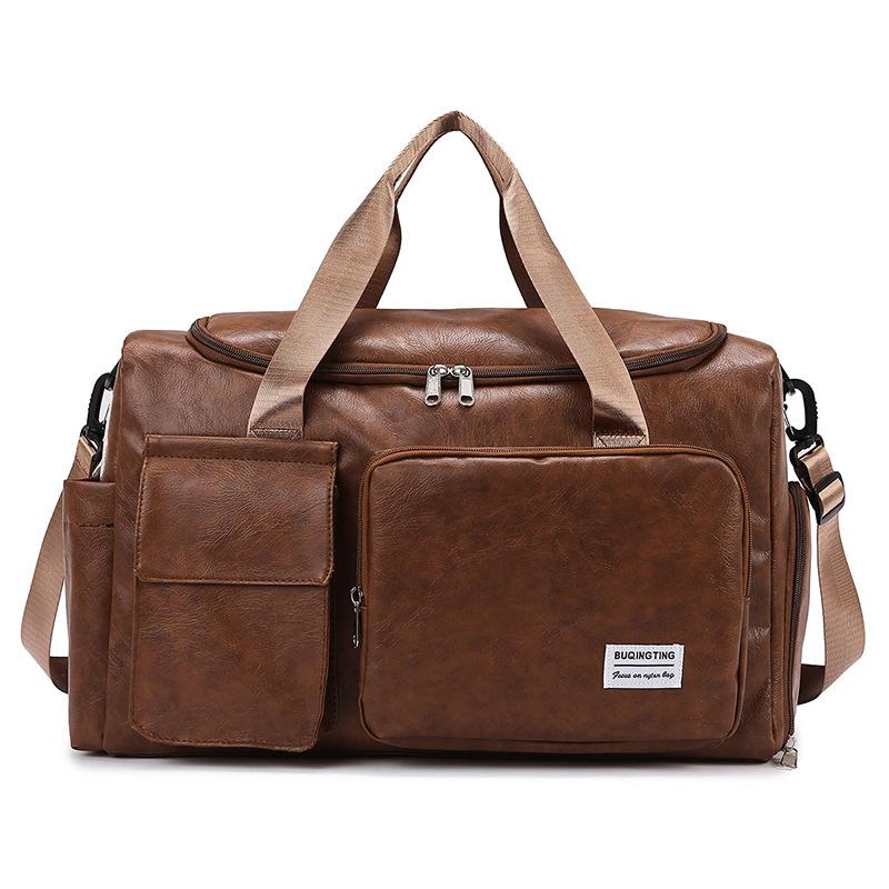 Pu material portable travel bag large capacity business trip portable storage bag independent shoe compartment sports fitness bag