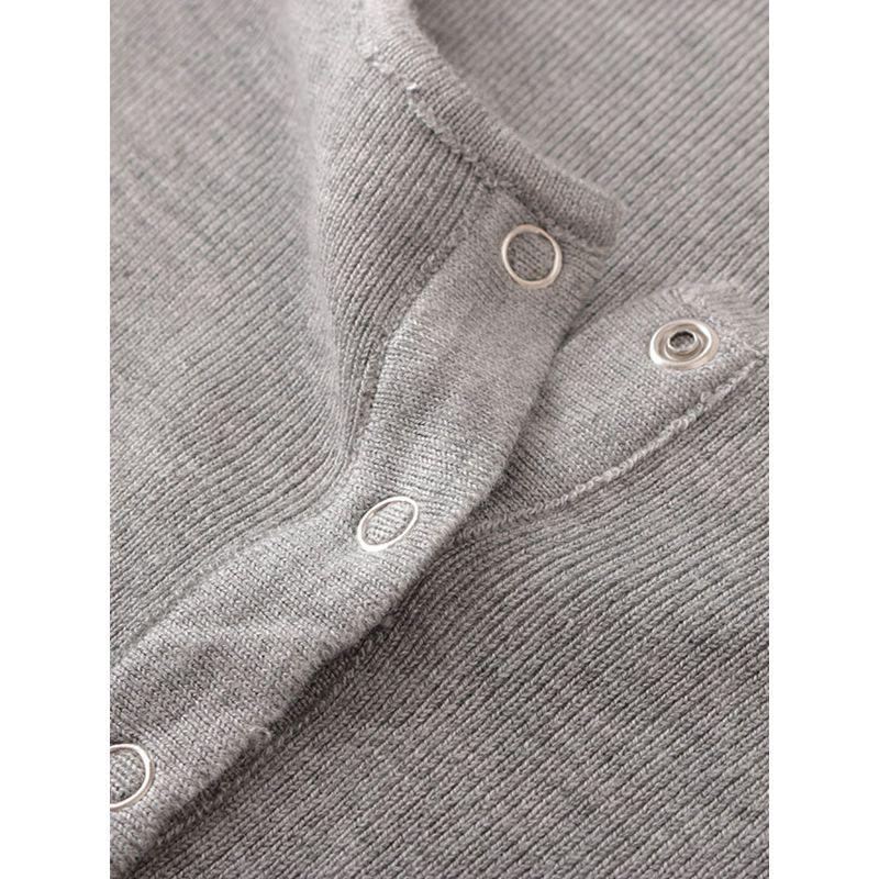 2025 Cotton Korean Style Round Neck Sheath Long Sleeve Dress Slim Fit Slimming Simple Light Gray Mid-Length Base Skirt