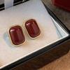 Retro Hong Kong Style Red Drip Glaze Stud Earrings For Women'S Spring And Summer Light Luxury Temperament High-End Earrings Niche Design New Earrings