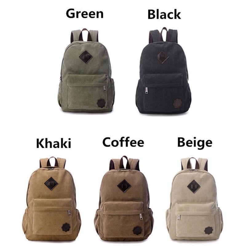 Bag Canvas Mens Vintage Backpack Rucksack Laptop Shoulder Travel Camping Bag