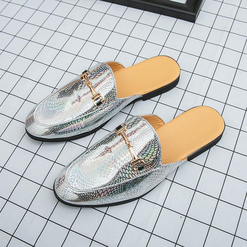 Fashion 2025 New Men Casual Leather Half Drag Sandals Summer Flat Designer Outdoor Walking Shoes Fashion Comfy Antiskid Leisure Loafers