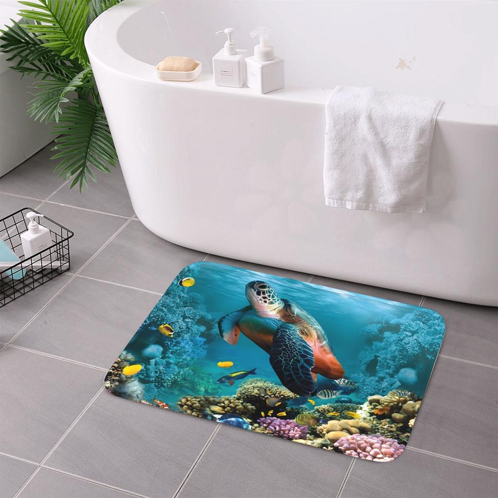 1PC Sea Turtle Kitchen Rug Non-Slip Door Mats Pop Design Bathroom Rug Bath Mat Carpet for Home Sink Laundry Decor