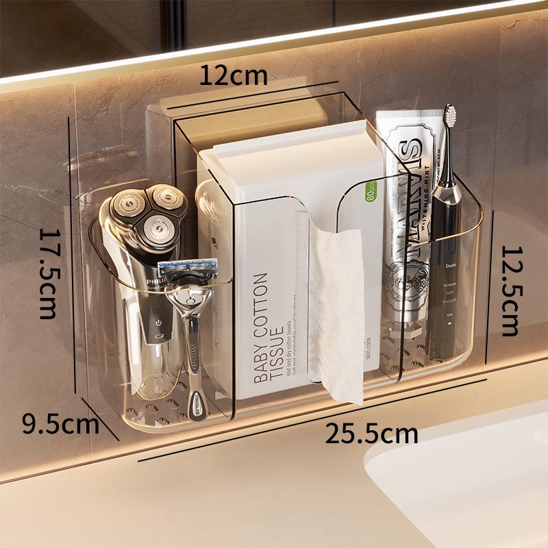 Multifunctional Wall-Mounted Tissue and Dishcloth Holder прозрачный