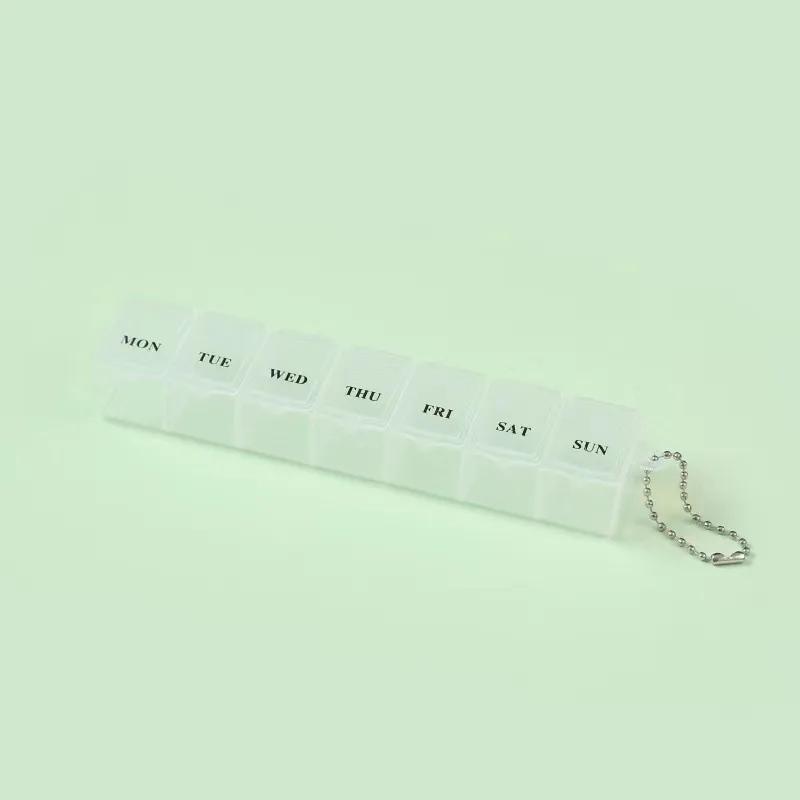 Mini Tragbare Transparente Medikamentenbox Wasserdicht Wochentags-Teiler Kleiner Pillen-Organizer Rechteckig