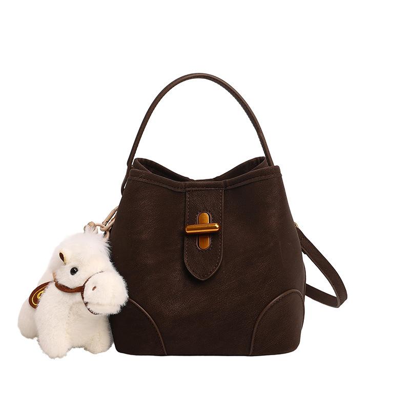 Handbag bag female texture daily lychee pattern mother bucket bag new foreign style shoulder messenger bag