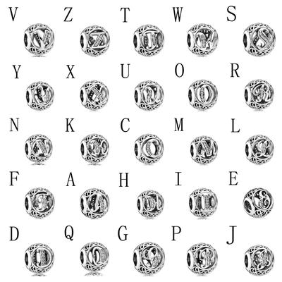 European Plated Copper Fine Round 26 Letter A D H Beads Charm Fit Diy Bracelet For Women Jewelry