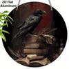 2D Flat Aluminium Retro Halloween Sign with Black Crow Pattern - Halloween Figurine Ornaments - Ideal for Front Door, Wall, Porch, Window Decor