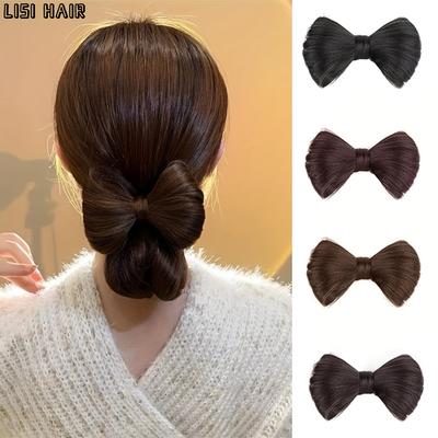 1Pcs Bowknot Hair Clips Hair Bun Synthetic Hair Buns Hairpieces Party Hair Styling Clip Decorative Hair Clips Accessories For Women