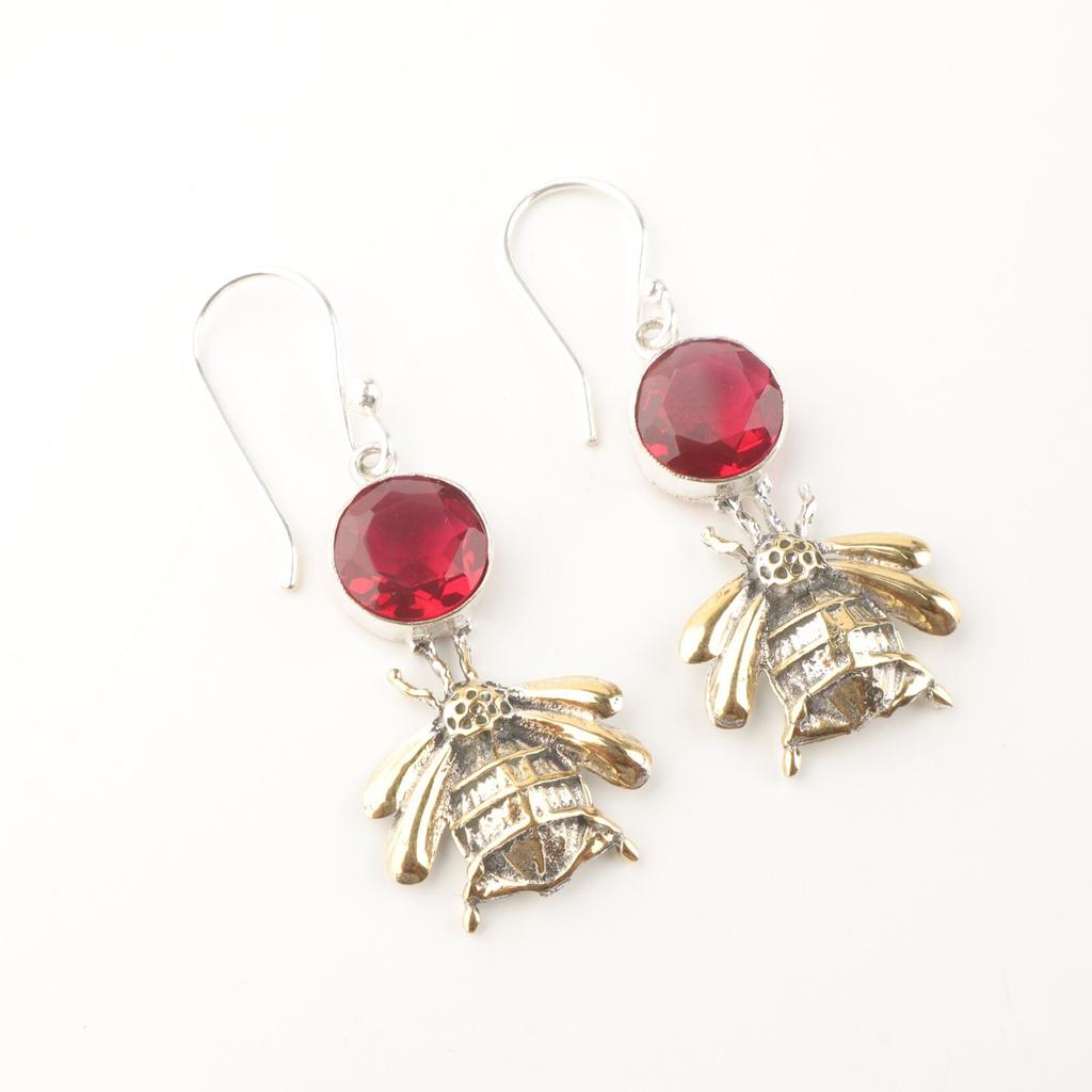Pink Rubellite Gemstone 925 Sterling Silver Jewelry Handmade Dangle Earrings 2" EE-154-6