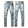 New Fashion Jeans Men streetwear Classic style Black Distressed Streetwear High Stretch Skinny Button Fly Ripped Trousers Brand