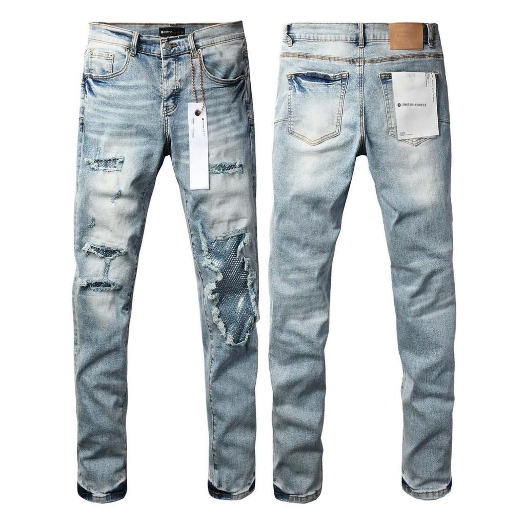 New Fashion Jeans Men streetwear Classic style Black Distressed Streetwear High Stretch Skinny Button Fly Ripped Trousers Brand