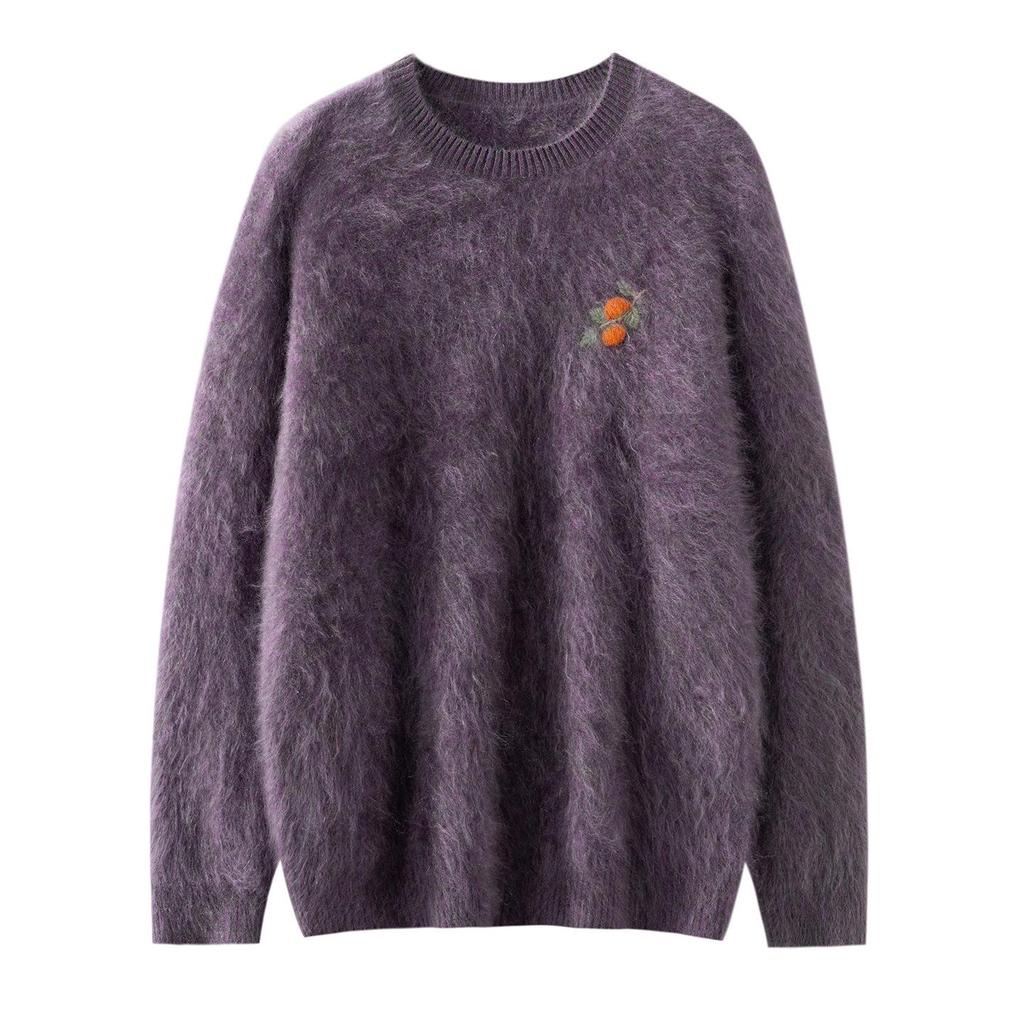 Women's Cashmere Embroidered Loose Pullover Sweater for Autumn/Winter