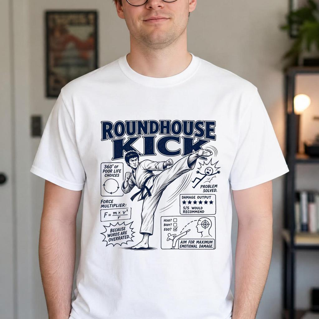 Funny Roundhouse Kick Shirt - Retro Martial Arts Gift - Sarcastic Roundhouse Kick Clothing