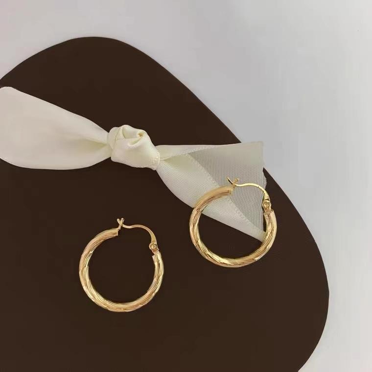 

Круглые витые серьги из титановой стали с покрытием из 18-каратного золота, геометрические серьги из круглой проволоки, модные